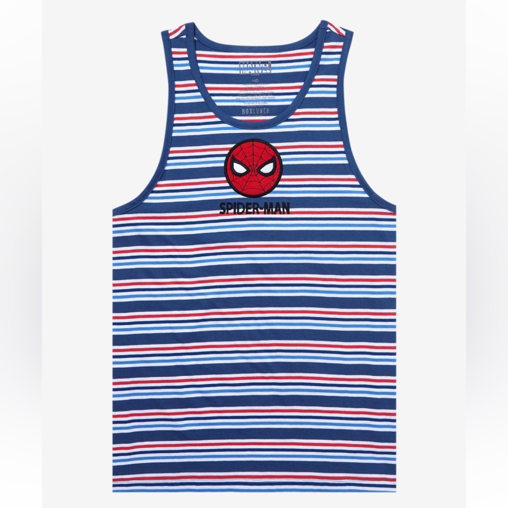 Unisex Marvel Spider-Man Logo Striped Tank Top Boxlunch Exclusive MCU Disney